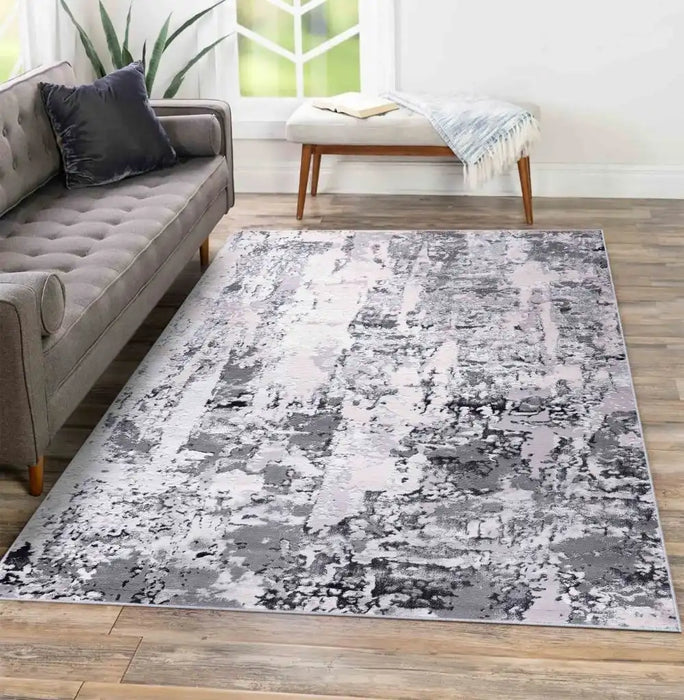 Serdim Rugs emperor 320 stryra silver Grey Living Room Geometric Rug.