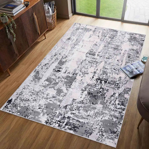 Serdim Rugs emperor 320 stryra silver Grey Living Room Geometric Rug.
