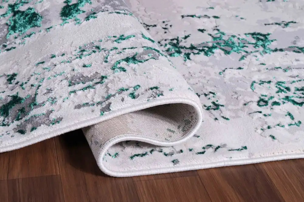 Serdim Rugs emperor 320 styra aqua Green, Grey Living Room Geometric Rug.