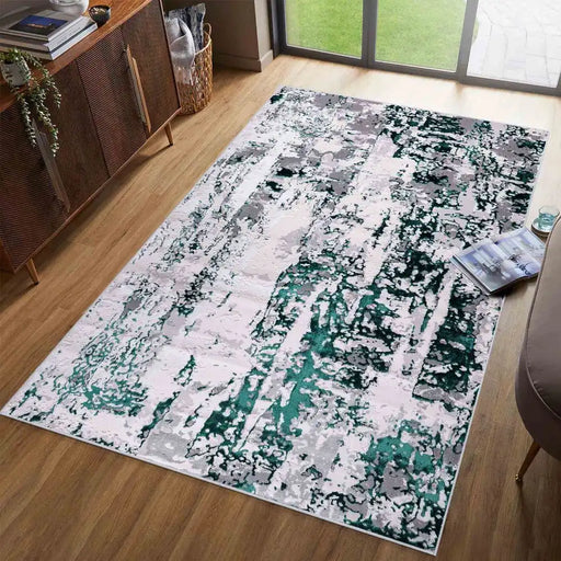 Serdim Rugs emperor 320 styra aqua Green, Grey Living Room Geometric Rug.