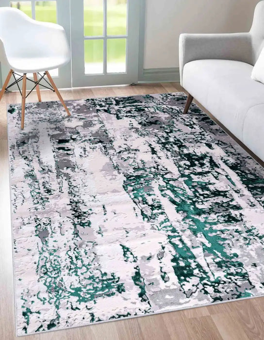 Serdim Rugs emperor 320 styra aqua Green, Grey Living Room Geometric Rug.