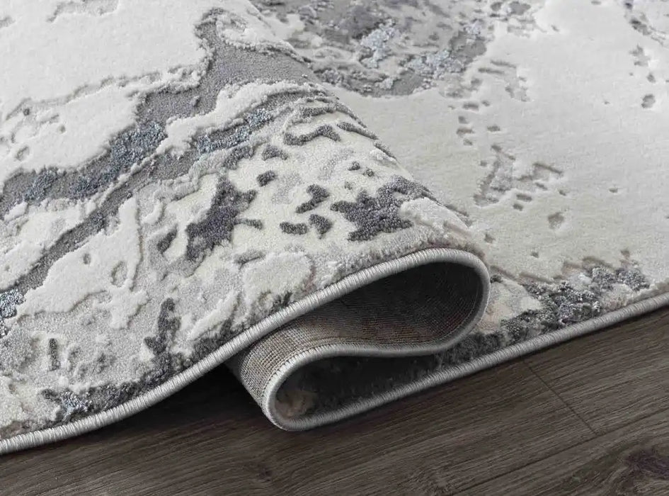 Serdim Rugs emperor 325 picasso silver Grey Living Room Geometric Rug.
