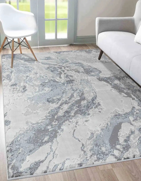 Serdim Rugs emperor 325 picasso silver Grey Living Room Geometric Rug.
