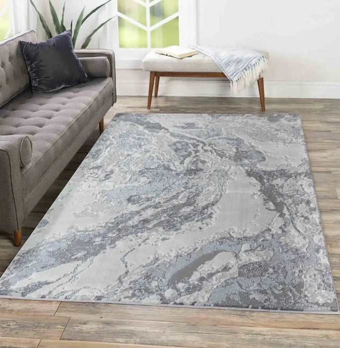 Serdim Rugs emperor 325 picasso silver Grey Living Room Geometric Rug.