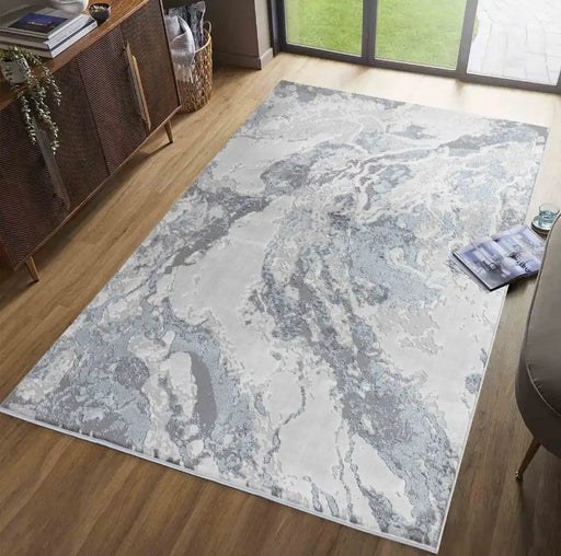 Serdim Rugs emperor 325 picasso silver Grey Living Room Geometric Rug.