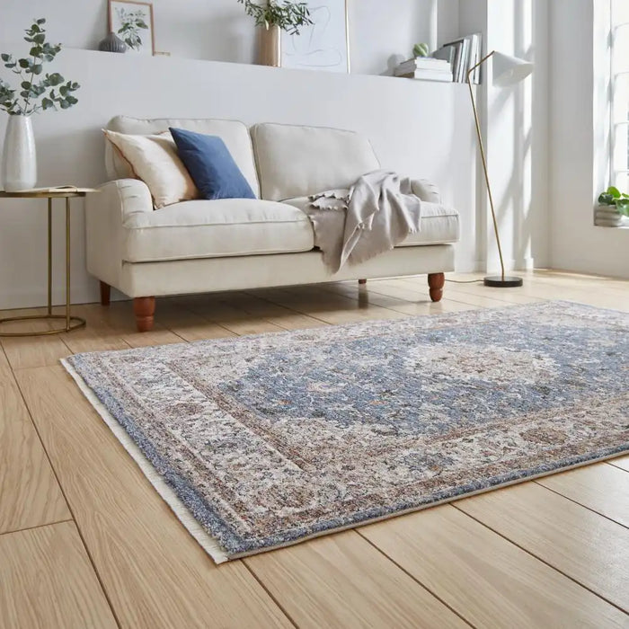 Think Rugs vintage think 35013 blue terracotta Blue, Orange Living Room  Rug.