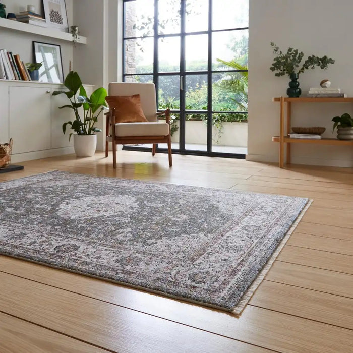 Think Rugs vintage think 35013 green Green Living Room  Rug.