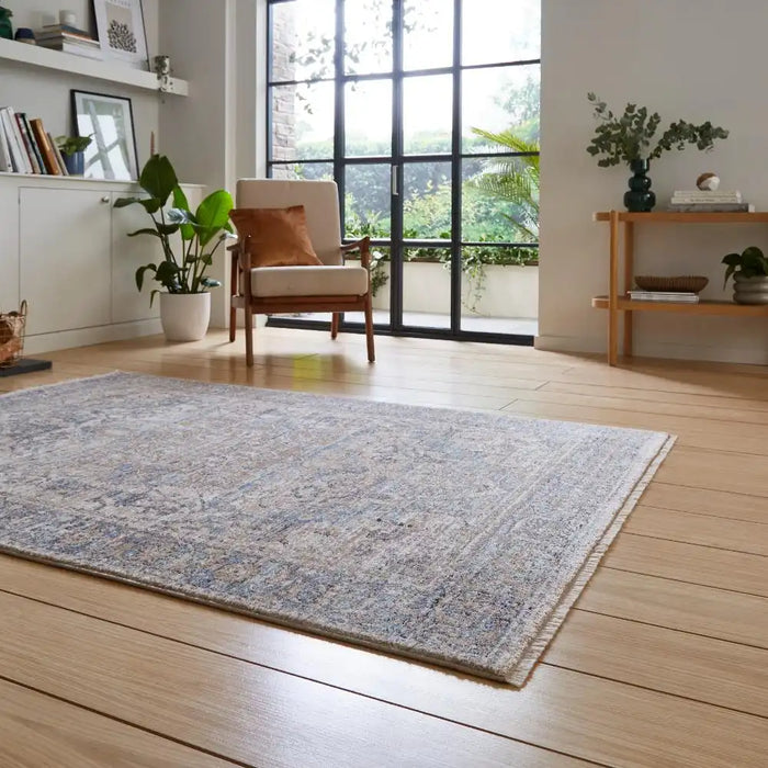 Think Rugs vintage think 35018 blue Blue Living Room  Rug.