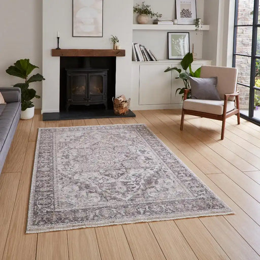 Think Rugs vintage think 35018 grey Grey Living Room  Rug.
