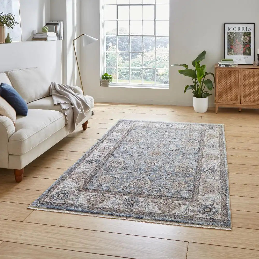 Think Vintage Blue Rug | Stain Resistant & Hard-wearing — RugsDirect Online