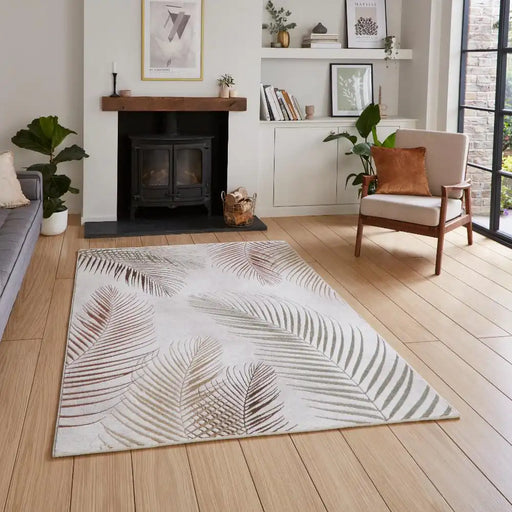 Think Rugs creation 50051 bieige mutli Beige, Multicoloured Living Room Floral Rug.