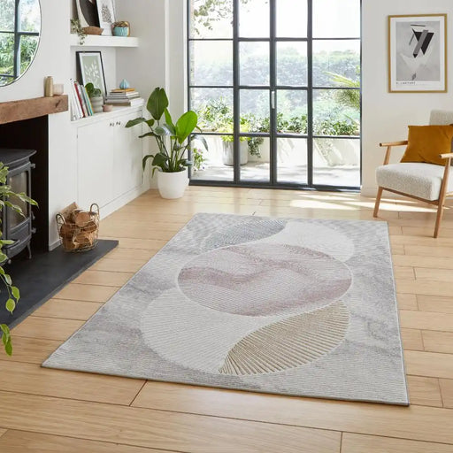 Think Rugs creation 50097 pink blue Blue, Multicoloured, Pink Living Room Floral Rug.