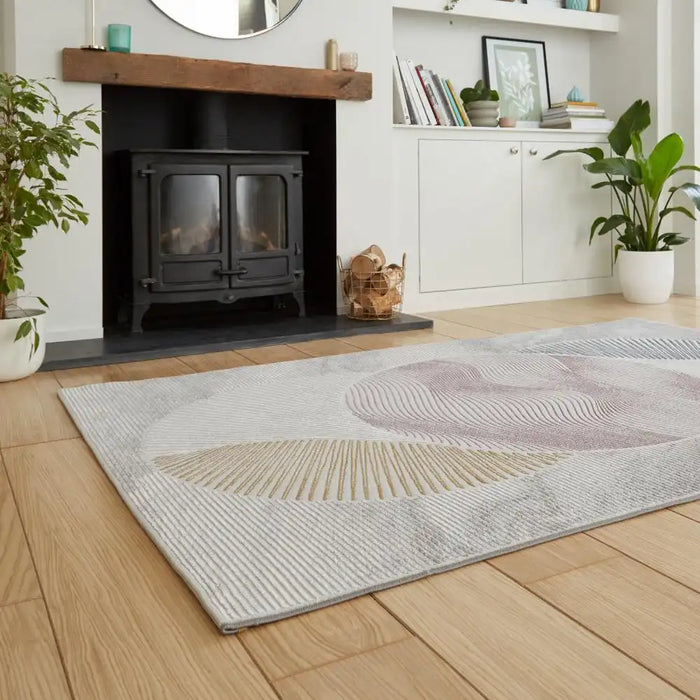 Think Rugs creation 50097 pink blue Blue, Multicoloured, Pink Living Room Floral Rug.