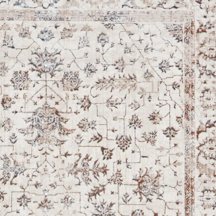 Think Rugs creation 50112 beige silver Grey, Beige Living Room Floral Rug.
