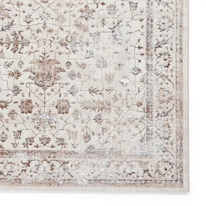 Think Rugs creation 50112 beige silver Grey, Beige Living Room Floral Rug.