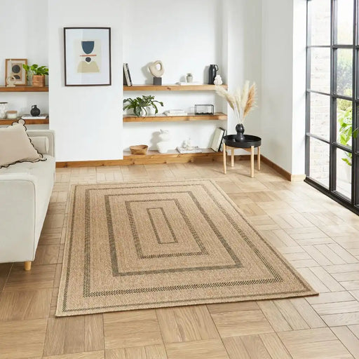 Think Rugs nomad indoor outdoor 5021 black brown Brown, Black Living Room  Rug.