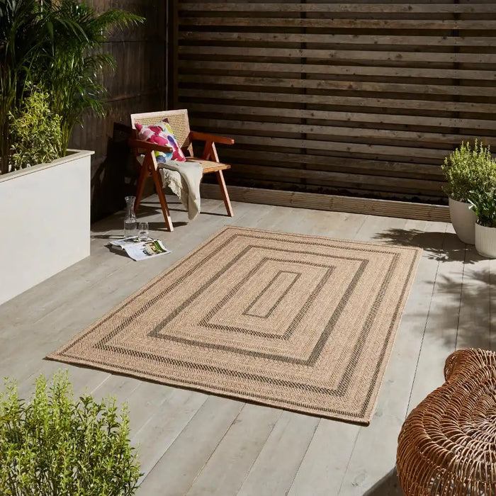 Think Rugs nomad indoor outdoor 5021 black brown Brown, Black Living Room  Rug.