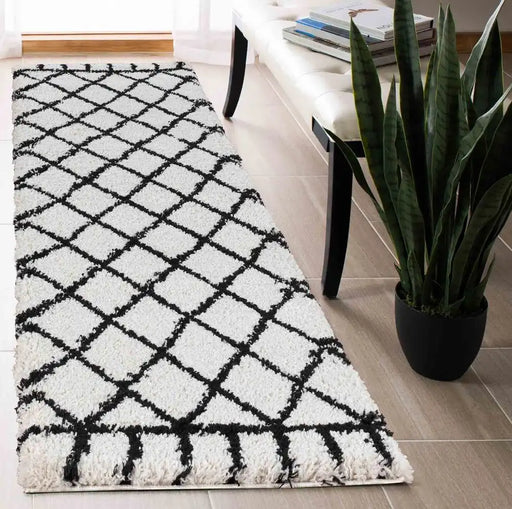 Serdim Rugs marrakesh 510 diamond stone Black, Ivory, Cream Living Room Geometric Rug.