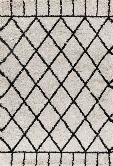 Serdim Rugs marrakesh 510 diamond stone Black, Ivory, Cream Living Room Geometric Rug.
