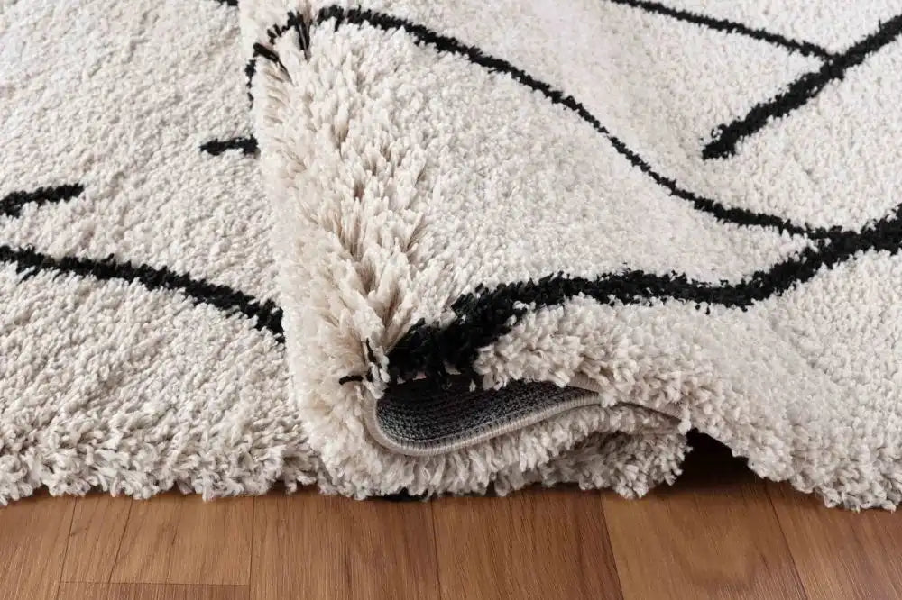 Serdim Rugs marrakesh 510 diamond stone Black, Ivory, Cream Living Room Geometric Rug.