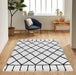 Serdim Rugs marrakesh 510 diamond stone Black, Ivory, Cream Living Room Geometric Rug.
