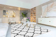 Serdim Rugs marrakesh 520 trellis stone Black, Ivory, Cream Living Room Geometric Rug.