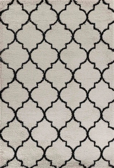 Serdim Rugs marrakesh 520 trellis stone Black, Ivory, Cream Living Room Geometric Rug.
