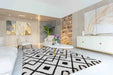 Serdim Rugs marrakesh 530 distorted checkered stone Black, Ivory, Cream Living Room Geometric Rug.