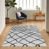 Serdim Rugs marrakesh 535 abstract stone Black, Ivory, Cream Living Room Geometric Rug.