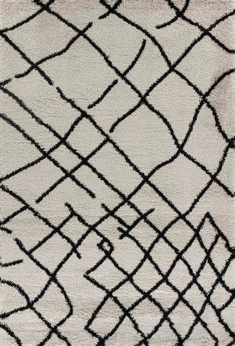 Serdim Rugs marrakesh 535 abstract stone Black, Ivory, Cream Living Room Geometric Rug.