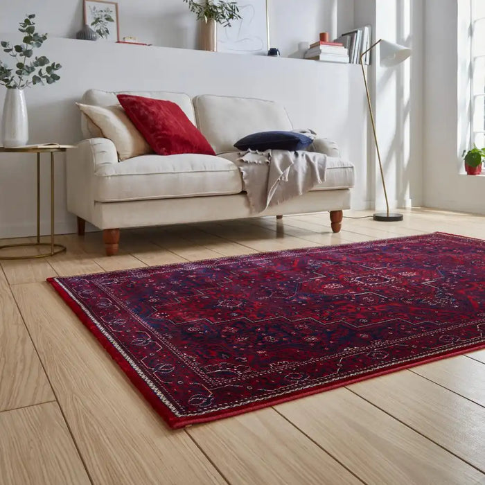 Think Rugs dubai 62101 red Red Living Room  Rug.