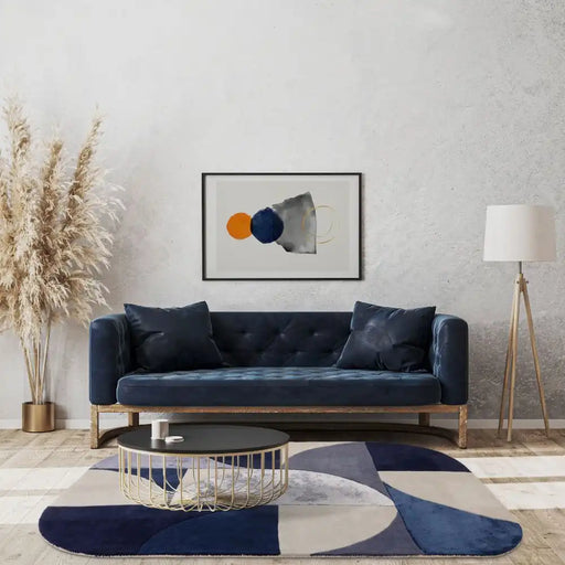 Asiatic matrix asiatic 74 oval indigo Blue, Purple Living Room Wool Rug.