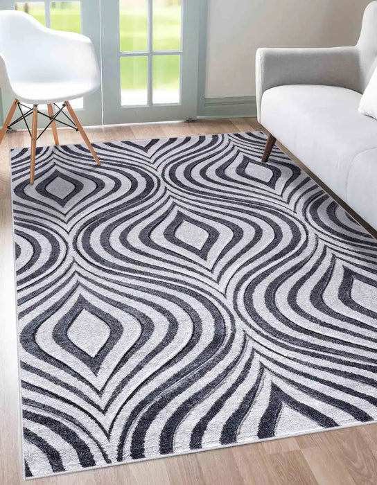 Serdim Rugs valencia 760 d grey Grey Living Room Geometric Rug.