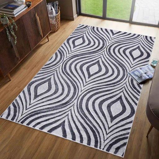 Serdim Rugs valencia 760 d grey Grey Living Room Geometric Rug.