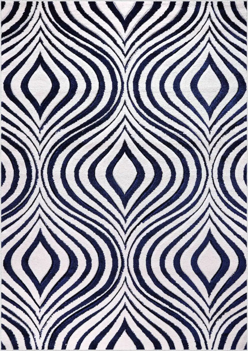 Serdim Rugs valencia 760 navy Blue, Navy Living Room Geometric Rug.