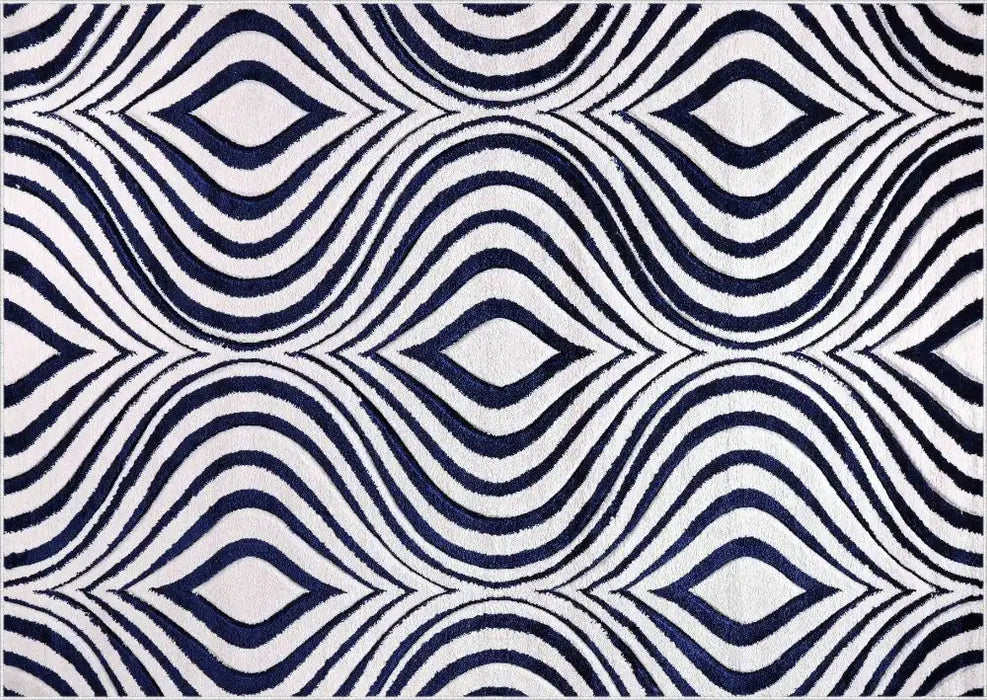 Serdim Rugs valencia 760 navy Blue, Navy Living Room Geometric Rug.