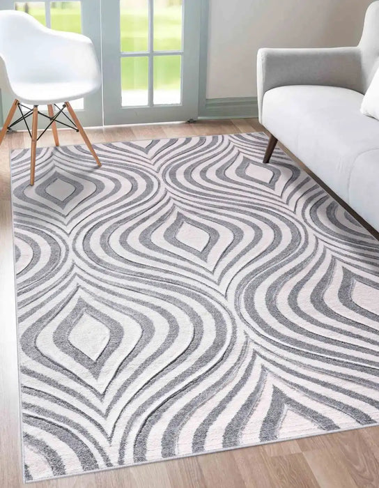 Serdim Rugs valencia 760 silver Grey Living Room Geometric Rug.