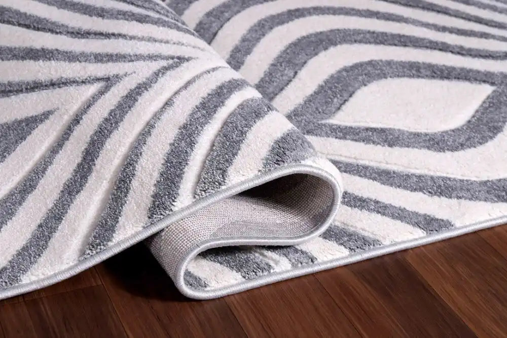 Serdim Rugs valencia 760 silver Grey Living Room Geometric Rug.