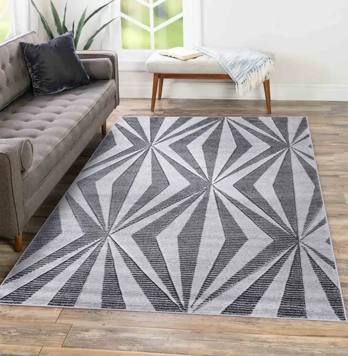 Serdim Rugs valencia 765 dark grey Grey Living Room Geometric Rug.