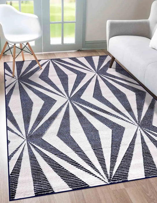 Serdim Rugs valencia 765 navy Blue, Navy Living Room Geometric Rug.