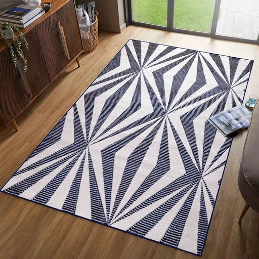 Serdim Rugs valencia 765 navy Blue, Navy Living Room Geometric Rug.