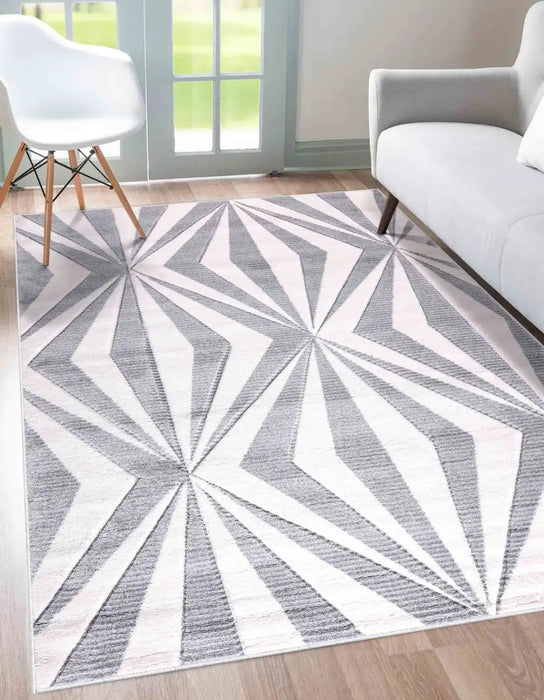 Serdim Rugs valencia 765 silver Grey Living Room Geometric Rug.