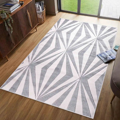 Serdim Rugs valencia 765 silver Grey Living Room Geometric Rug.