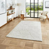 Think Rugs ideal shaggy 80260 silver Grey Living Room Geometric Rug.