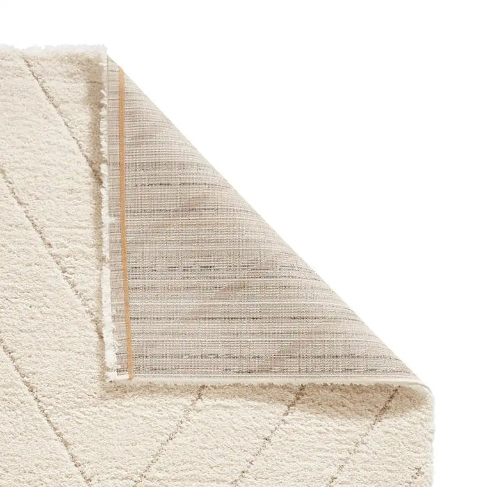 Think Rugs ideal shaggy 80362 cream Ivory Living Room Geometric Rug.