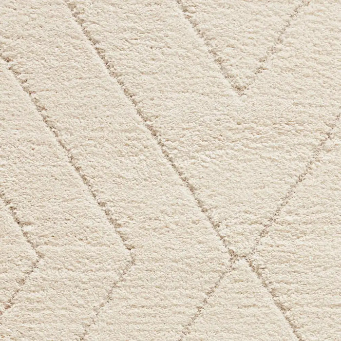 Think Rugs ideal shaggy 80362 cream Ivory Living Room Geometric Rug.