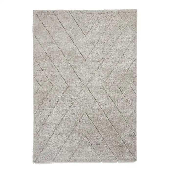 Think Rugs ideal shaggy 80362 silver Grey Living Room Geometric Rug.