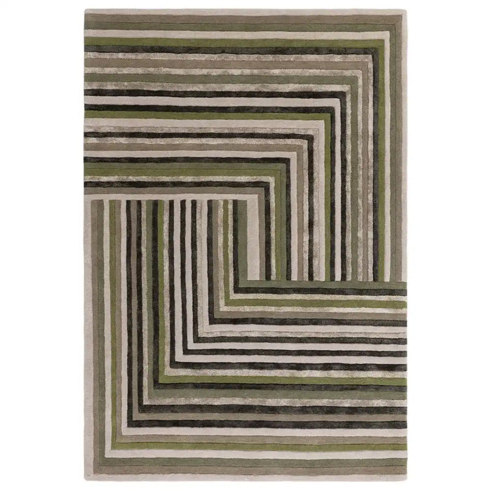Asiatic matrix asiatic 82 network forest Green Living Room Wool Rug.