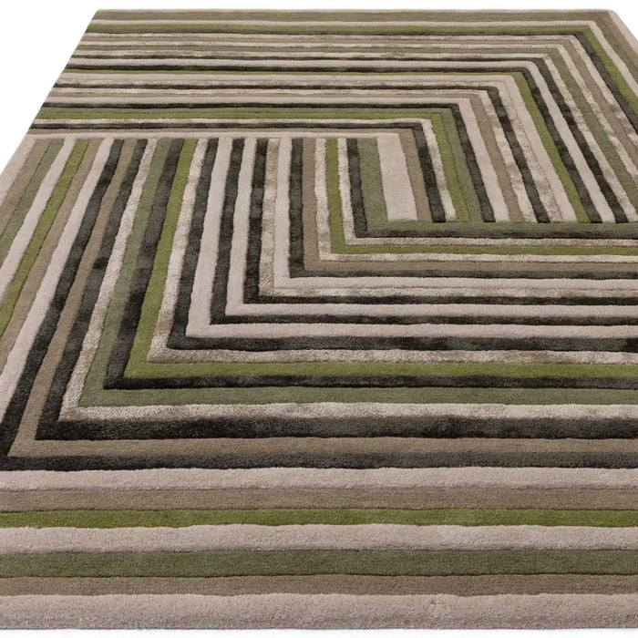 Asiatic matrix asiatic 82 network forest Green Living Room Wool Rug.