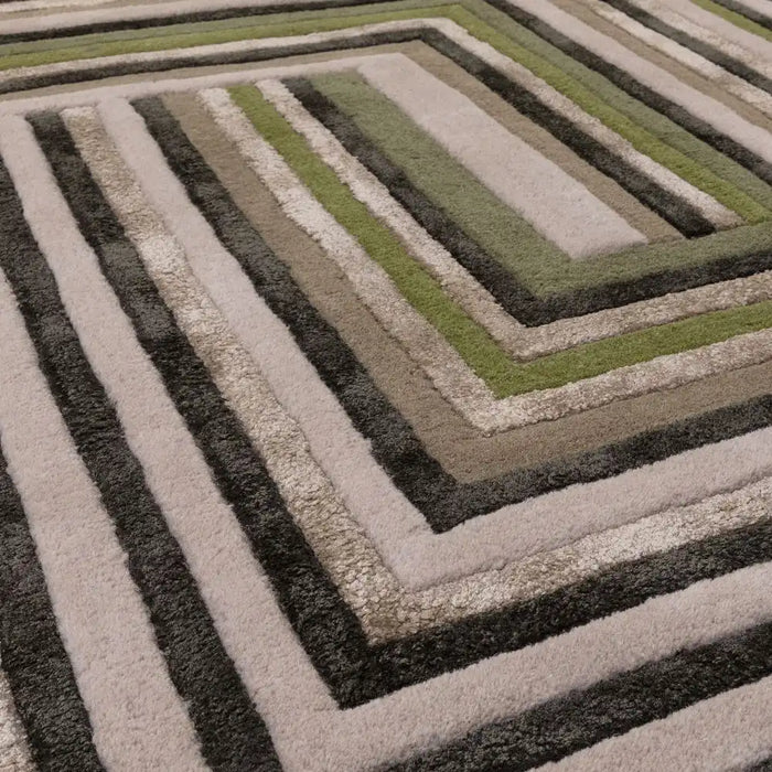 Asiatic matrix asiatic 82 network forest Green Living Room Wool Rug.